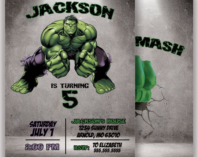 Incredible Hulk, Birthday Party Invitation