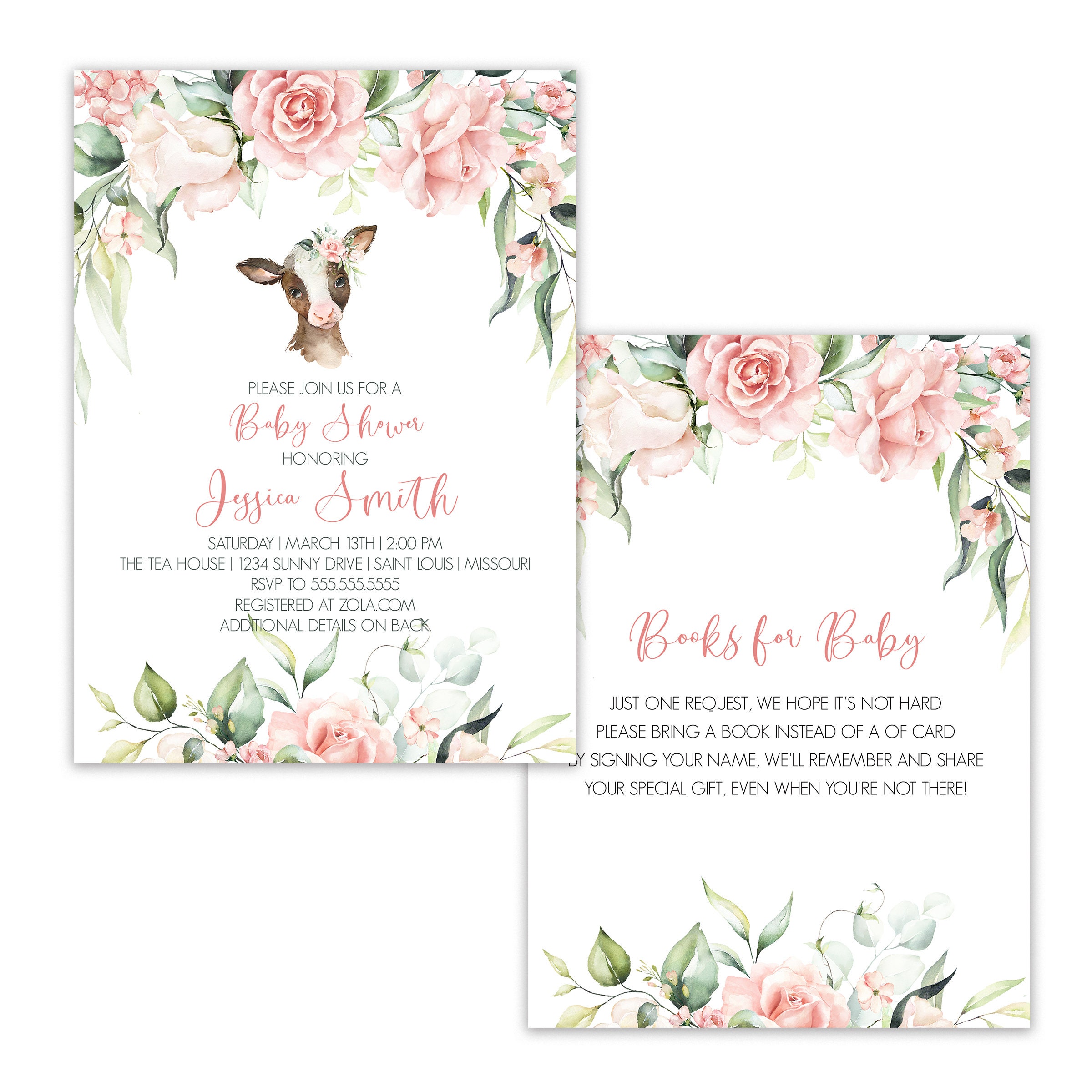 Cow baby store shower invitations