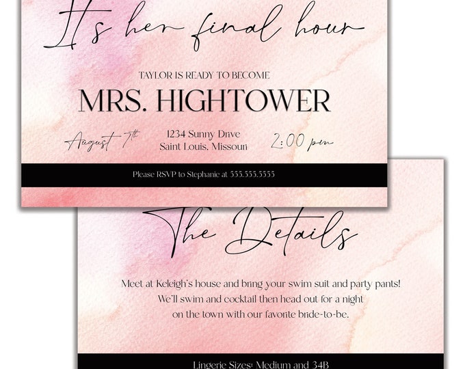 Bachelorette Party Invitations | Bachelorette Weekend | Lingerie Shower | Itinerary