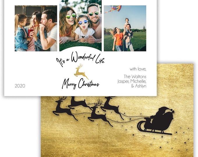 It's a Wonderful Life, Personalized Photo Christmas Card, Merry Christmas, Happy Holidays