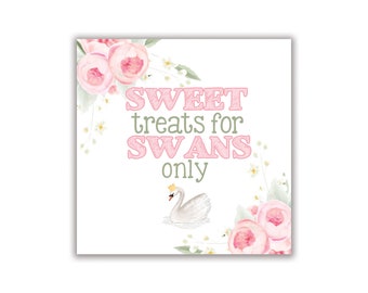 Sweet Swan, Sweet Treats for Swans, 8" x 8" Sign, Digital or Printed Options