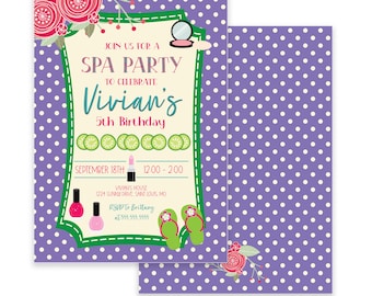 Spa Party | Birthday Party Invitation | Instant Download | Editable