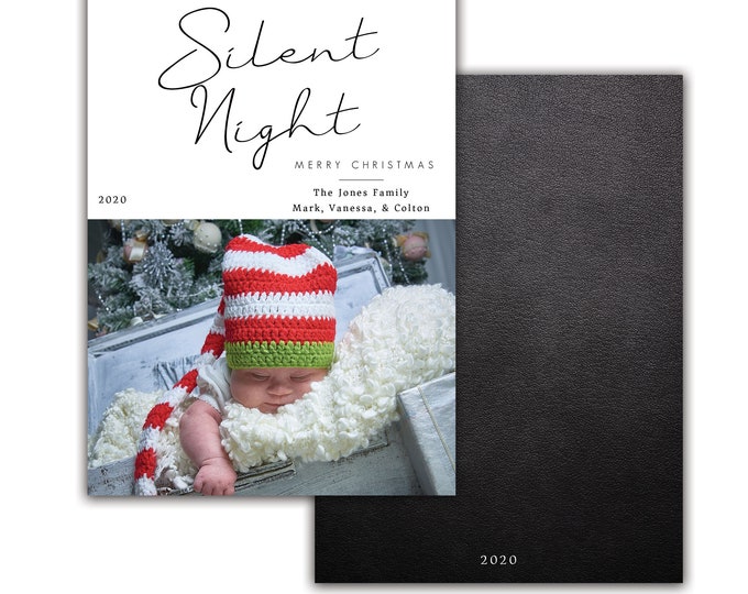 Photo Christmas Card, Silent Night, Personalized Christmas Card, Merry Christmas, Happy Holidays