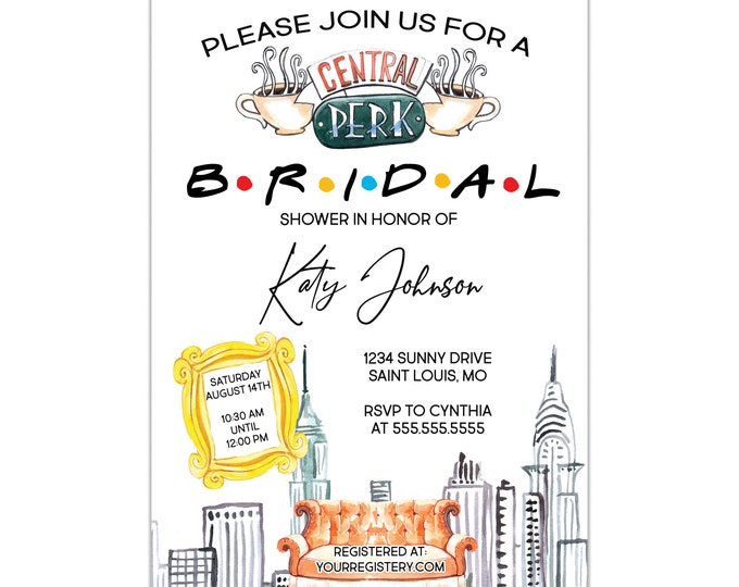 Friends Inspired | Bridal Shower Invitation | Personalized | Digital Download