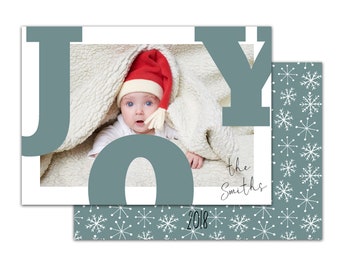 Joy, Holiday Card with Photo, Personalized