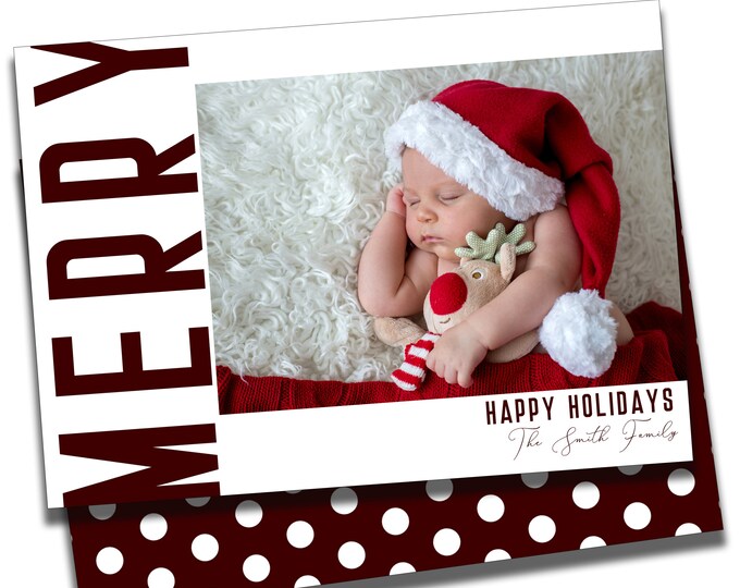 Merry, Christmas Card with Photo, Digital Download