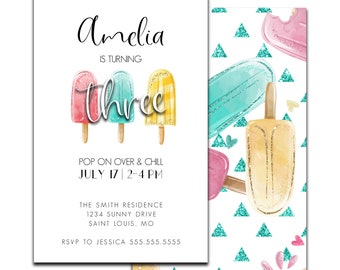Popsicle Birthday Invitation Let's Chill Invite Summer Party