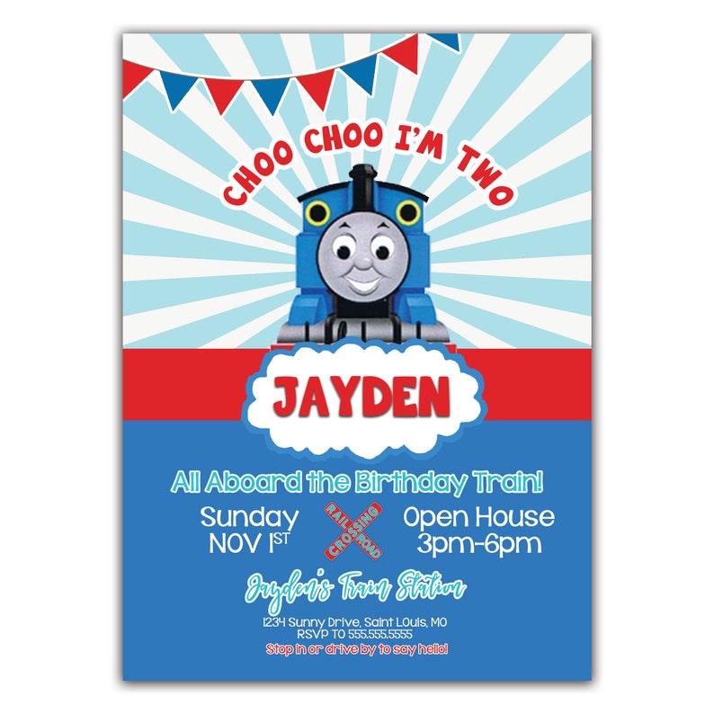 Thomas the Train Invitation, Train Birthday Invitation, Train Invitation, Train Invites, Train Party, Steam Engine, Personalized image 2