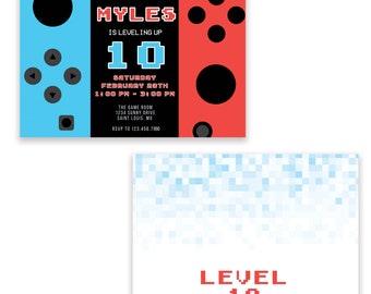 Digital Gamer Birthday Party Invitation | Level Up | Instant Download