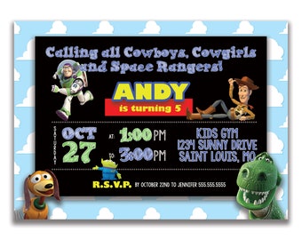 Toy Story Birthday Invite - Kids Birthday Invitation - Custom Party Invite - Printed Birthday Invitation - Digital Invitation