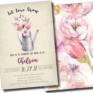 Let Love Grow, Bridal Shower Invitation, Personalized, Digital Options - Etsy