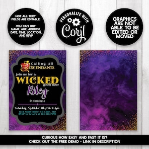 Descendants Invitation | Descendants Birthday Party | CORJL | INSTANT DOWNLOAD