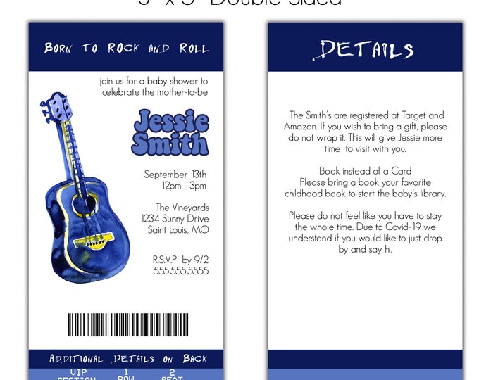 Rock a Bye Baby | Baby Shower Invitation | Personalized | Envelopes Included with Printed Option