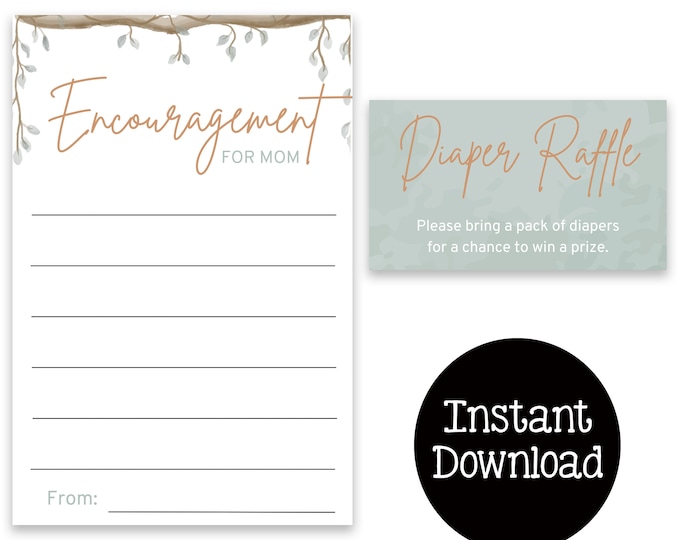 Baby Shower Games | Encouragement for Mom | Diaper Raffle | Instant Download