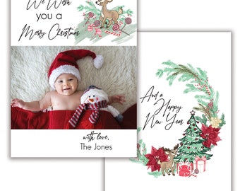 We Wish You a Merry Christmas, Personalized Photo Christmas Card, Merry Christmas, Happy Holidays, Digital Download