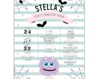 Monster Mash, Birthday Poster, Birthday Board, Milestone Board