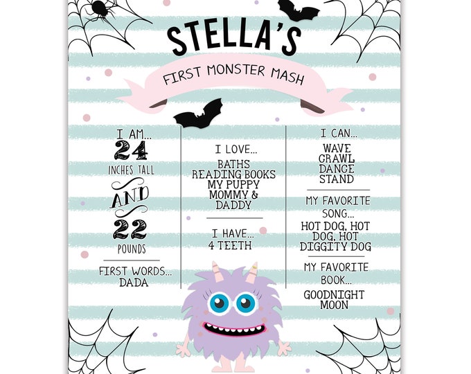 Monster Mash, Birthday Poster, Birthday Board, Milestone Board