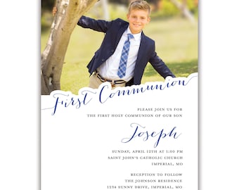 First Communion Personalized Invitations Envelopes Included with Printed Option, Printed or Digital DIY Invitations