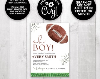 Kickoff to Parenthood | Football Themed Baby Shower Invitation | Instant Download | Custom Baby shower Invite