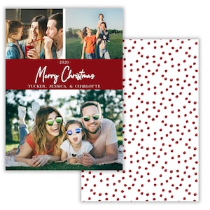 Personalized Photo Christmas Card, Merry Christmas, Happy Holidays, Digital Download or Printed Options