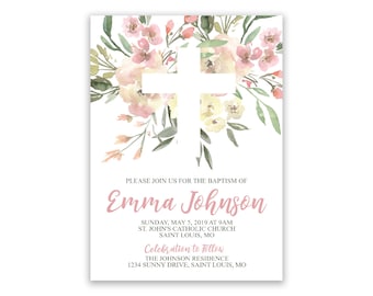 Floral First Communion | Religous Personalized | Invitations