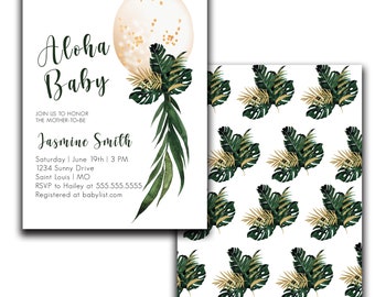 Tropical Baby Shower Invitation, Gender Neutral, Luau, Summer Invite, Digital