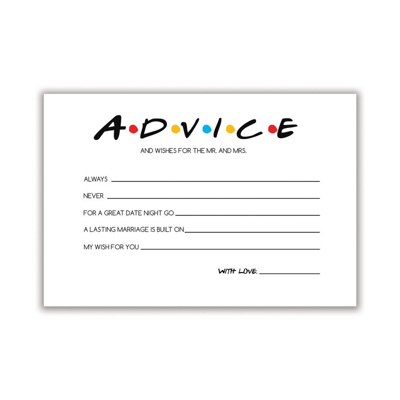 Friends Inspired Advice and Wishes Card Instant Download image 1