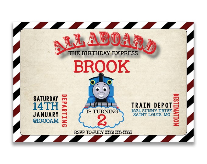 Thomas The Train| Birthday Party Invitation | Personalized