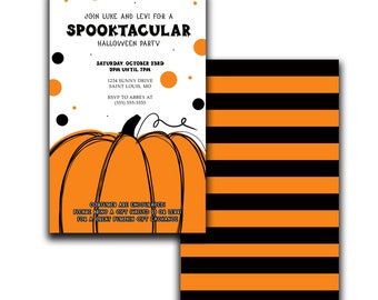 Spooktackular Halloween Party Invitation | Cute Pumpkin Invite