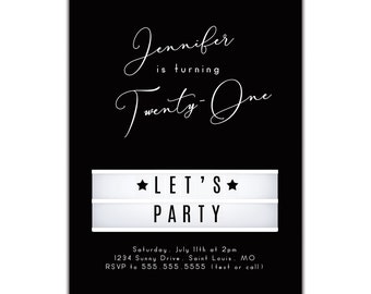 Personalized Party Invitations, Marquee Sign