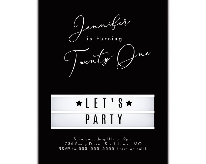 Personalized Party Invitations, Marquee Sign