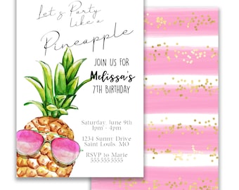 Let's Party Like A Pineapple | Birthday Party Invitation | Personalized