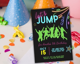 Let's Jump, Kids Birthday Party Invitation, Instant Download