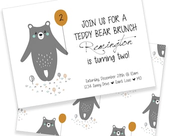 Teddy Bear Brunch | Toddler Birthday Invitation | Personalized