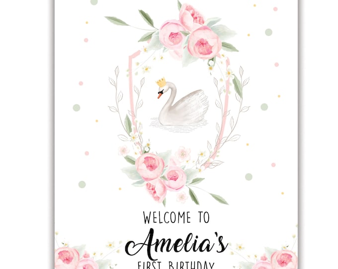 Sweet Swan, Birthday Poster, Welcome Sign