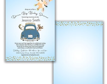 Drive By Baby Shower Invitation Animal Baby Shower drive through baby shower social distancing baby shower parade