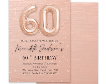 Rose Gold Confetti Birthday Invitation