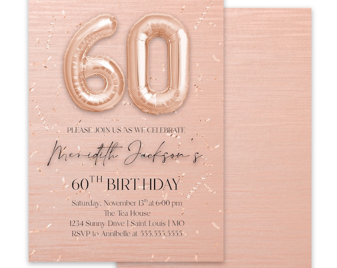 Rose Gold Confetti Birthday Invitation