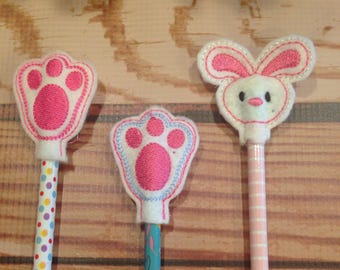 Easter Pencil Topper Felt - Easter Pencil, Bunny Paw, Bunny Head Pencil Topper