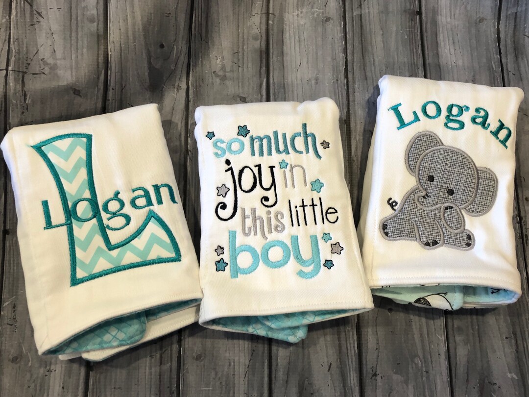 Personalized Elephant Burp Cloths Embroidered Elephant Burp Etsy