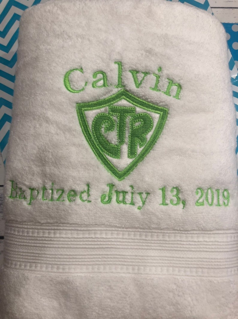 CTR Baptism Towel LDS Baptism Towel Embroidered Baptism | Etsy