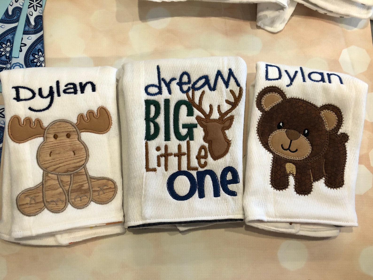 Burp Cloth Set Wildlife Personalized Embroidered Woodland Etsy