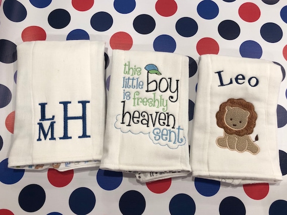 Embroidered with Personalized Name by We Made It For U Lion Series Burp Cloth for Baby Gifts 100/% Organic Cotton