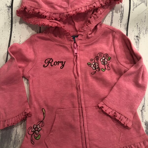 Embroidered Girl's Light Jacket - Personalized Baby Girl Jacket - Floral Girl's Jacket