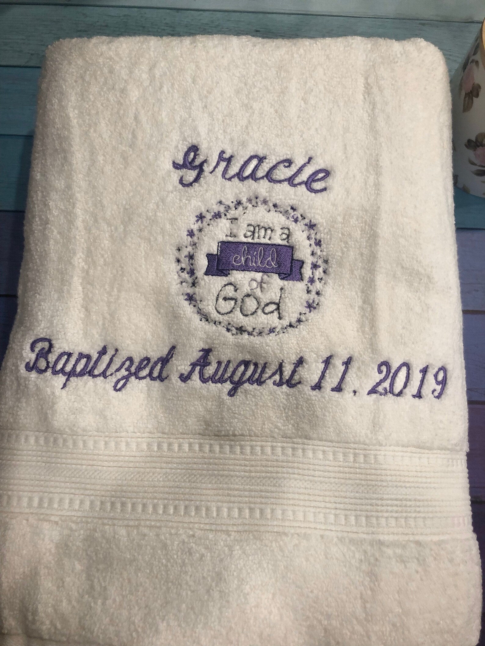 Baptism Towel Girl Personalized Child of God Towel Girl Etsy