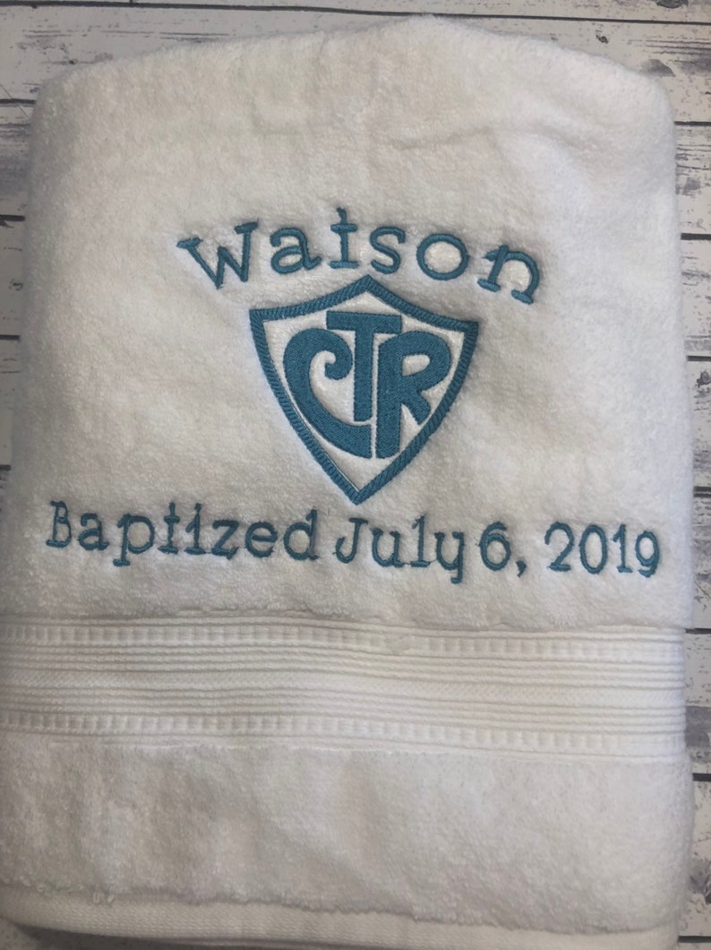 Baptism Towel CTR Embroidered Baptism Towel LDS Baptism Etsy