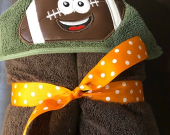 Hooded Football Towel- Personalized Football Towel- Embroidered Boy Towel