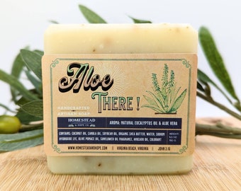 Aloe There Natural Soap Vegan Soap Eucalyptus Soap Handmade Soap Natural Essential Oil Soap Cold Process Soap Rustic GiftSoap Palm Free Soap