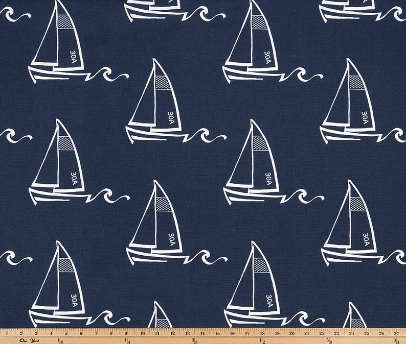 Seaton Nautical Print Fabric Vintage Indigo Or 4 Color Choices Etsy