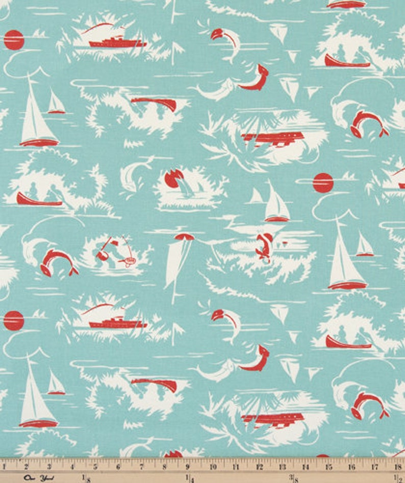 Premier Prints Fabric The Bay Nautical Print Fabric Canal Etsy
